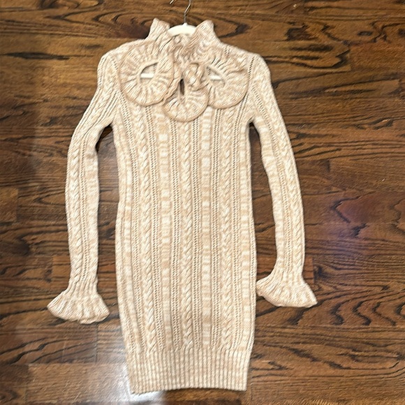 PHILOSOPHY DI LORENZO SERAFINI Wool Cable Knit Mini Dress Size: M - Picture 4 of 11